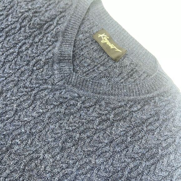 Men's Navy Blue 100% Merino Wool Knot Sweater 2XL KINGSSPORT - Picture 5 of 8